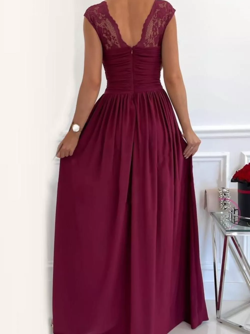 High Slit Lace Detail Maxi Dress, image 3