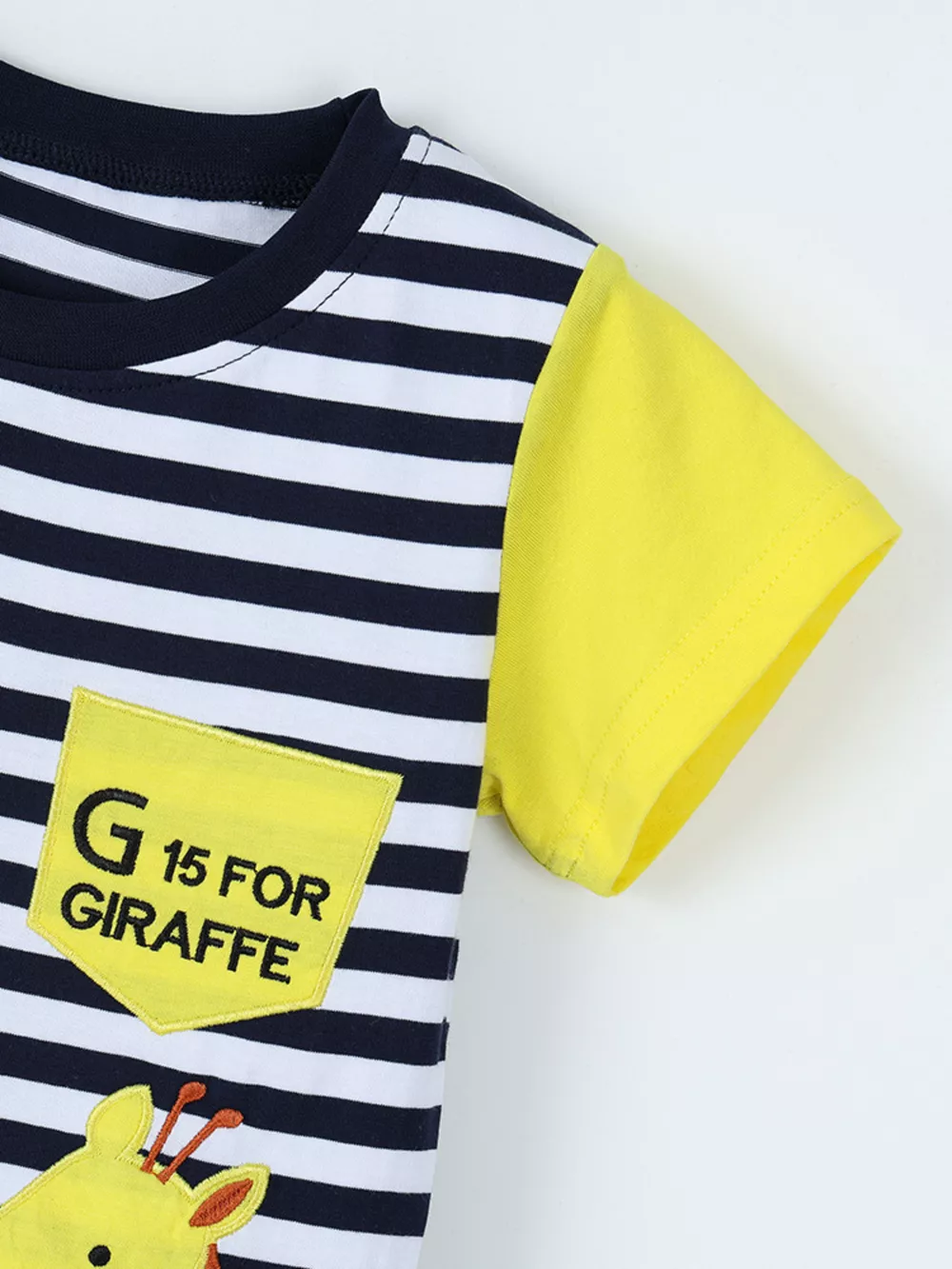 Children's Giraffe Embroidered Striped T-Shirt, image 3