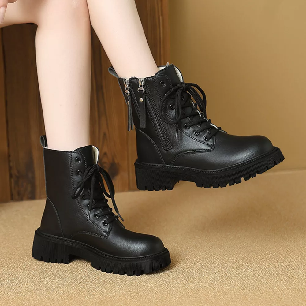 Lace-Up Ankle Combat Boots, image 12
