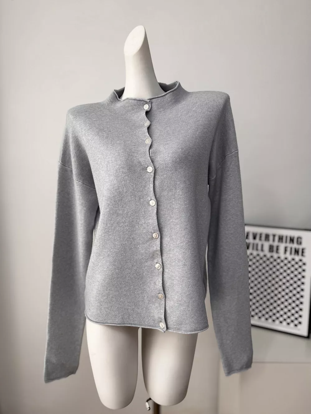 Mock Neck Button-Down Knit Cardigan, image 16