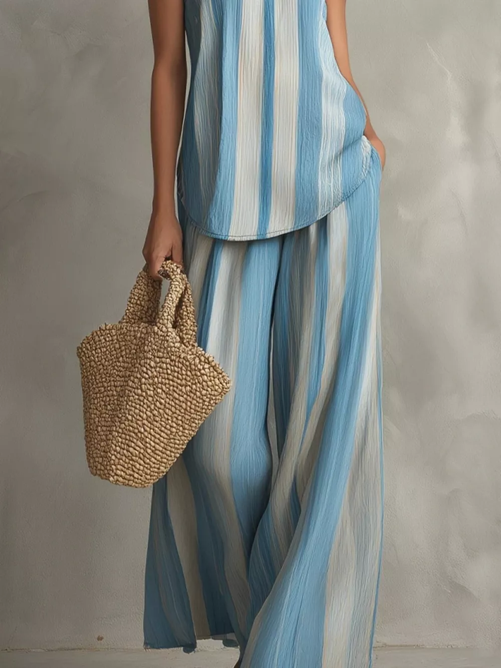 Striped Cami and Wide Leg Pants Set, image 3