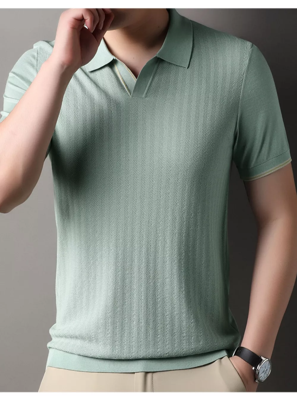 Men's Plus Size Button Detail Short Sleeve Polo, image 4