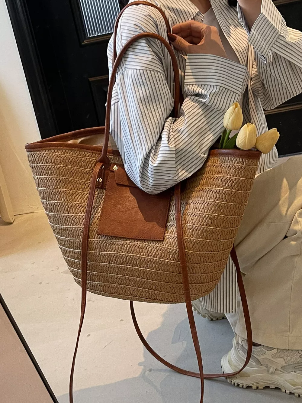 Woven Straw Tote Bag, image 4