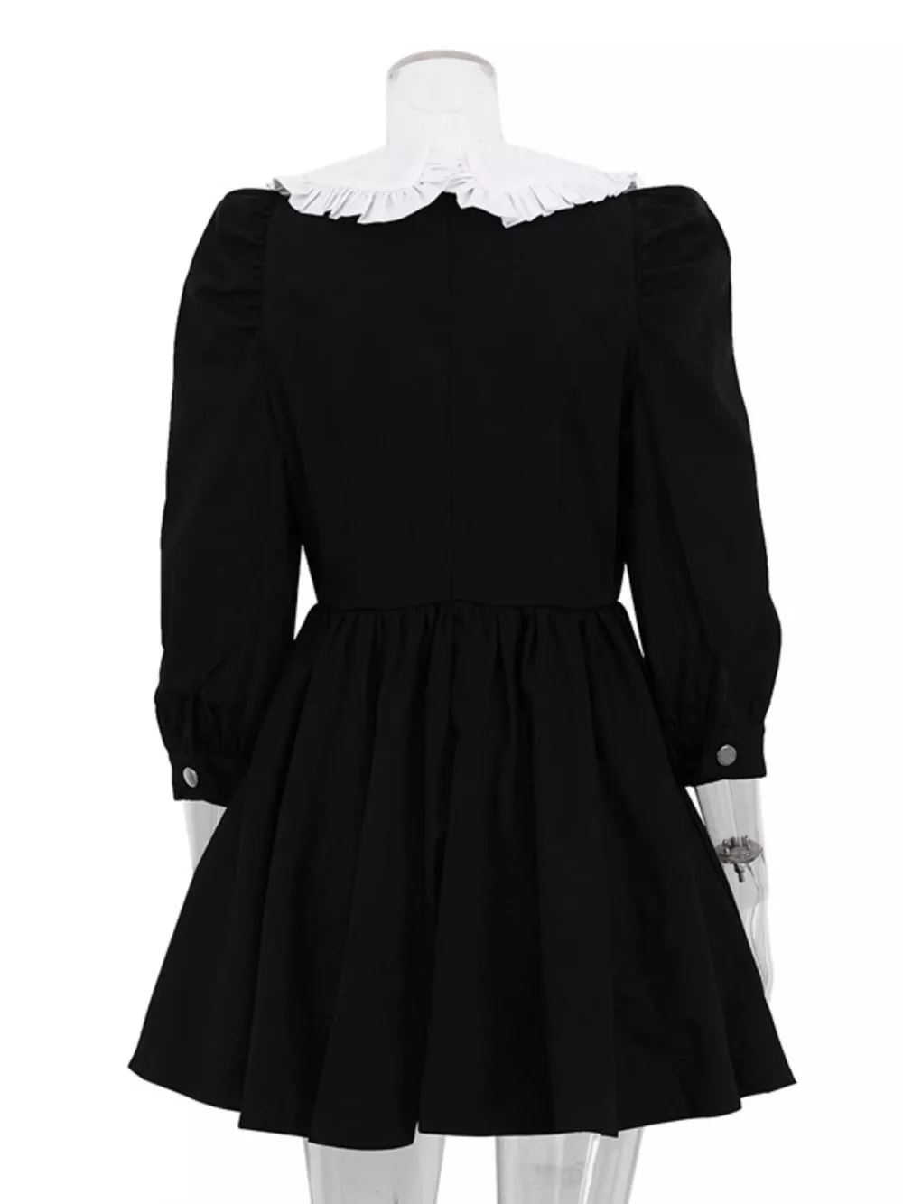 Puff Sleeve Contrast Collar Dress, image 4
