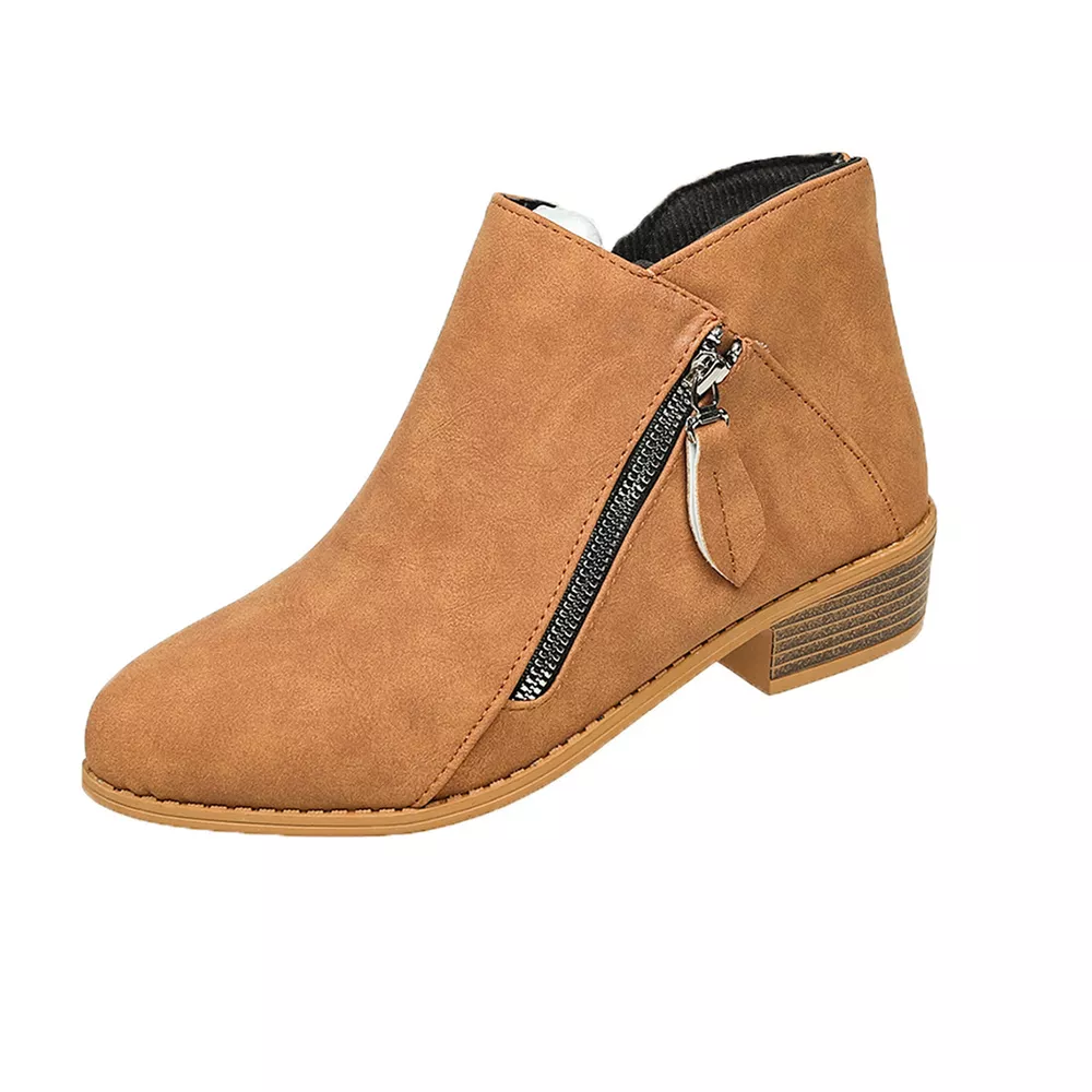 Size Zipper Block Heels Boots, image 15