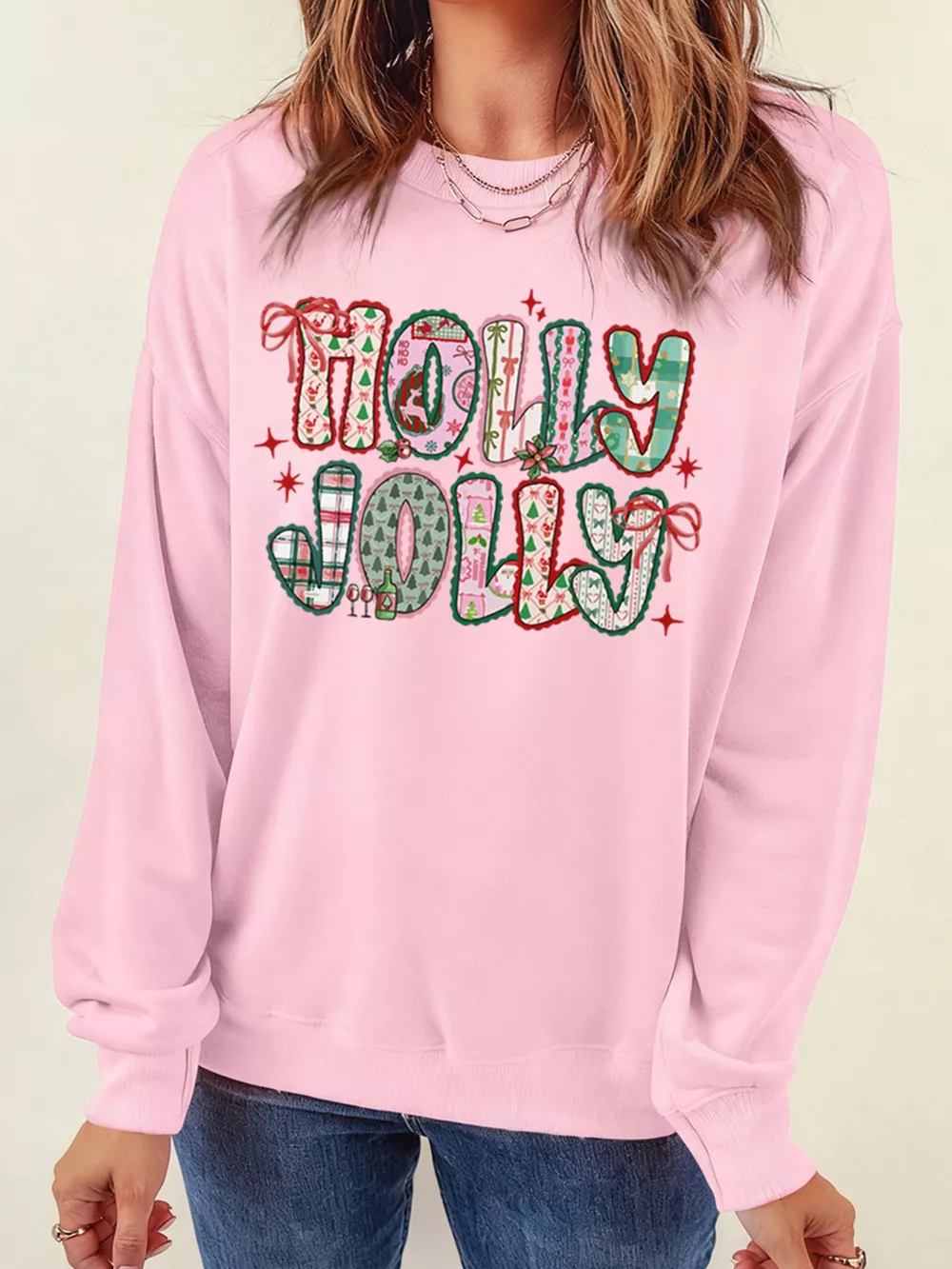 HOLLY JOLLY Cute Holiday Graphic Sweatshirt, image 6