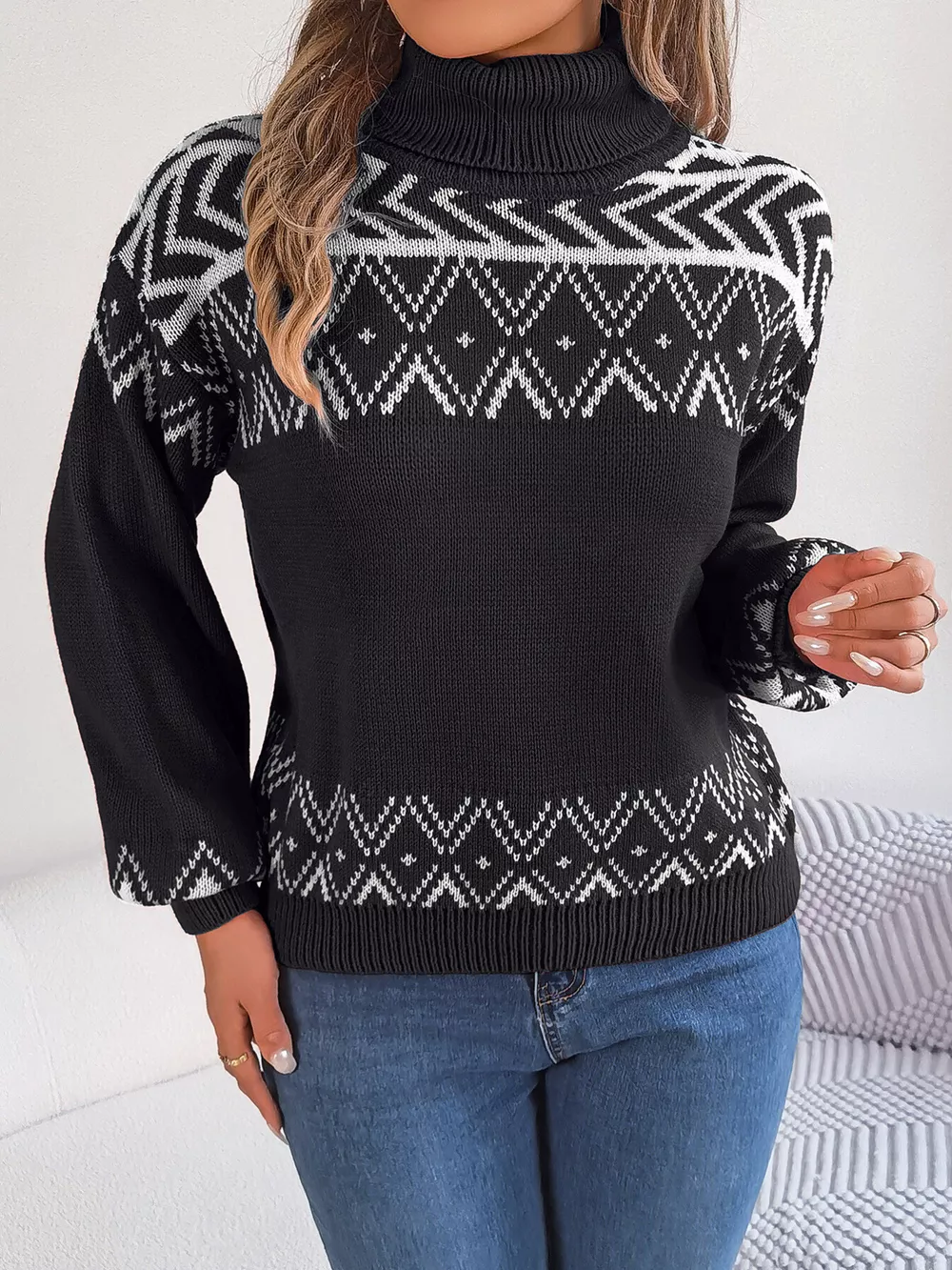 Turtleneck Dropped Shoulder Sweater, image 2