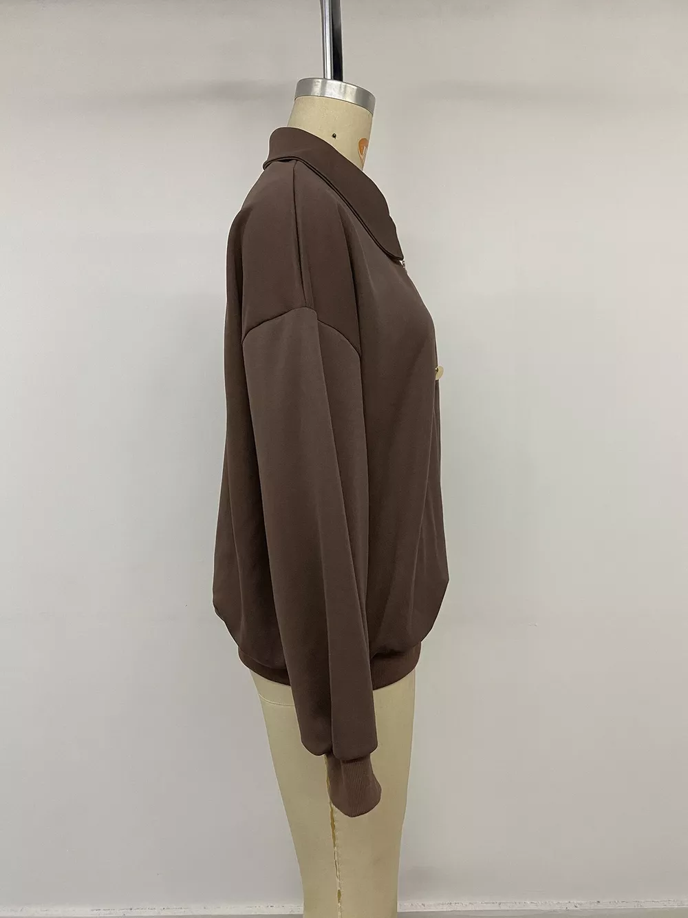 Polo Collar Dropped Shoulder Sweatshirt, image 12