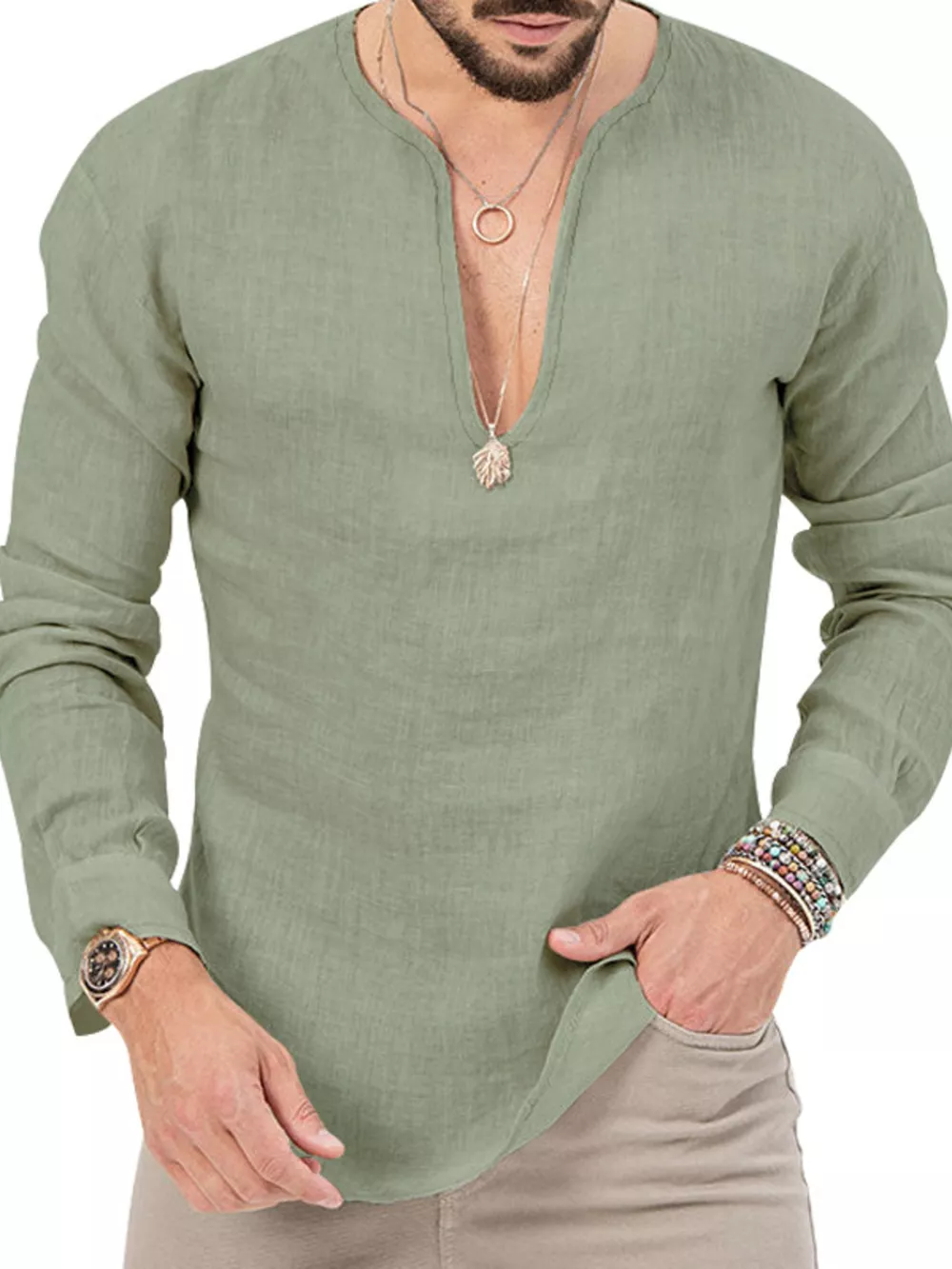 Men's Full Size Slim Fit Long Sleeve Blouse Plus Size, image 16