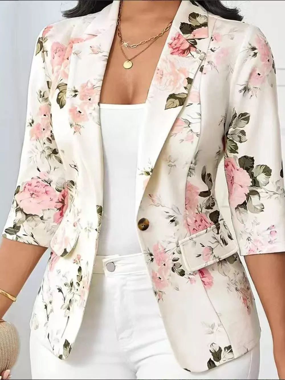 Floral Print One Button Casual Blazer, image 9