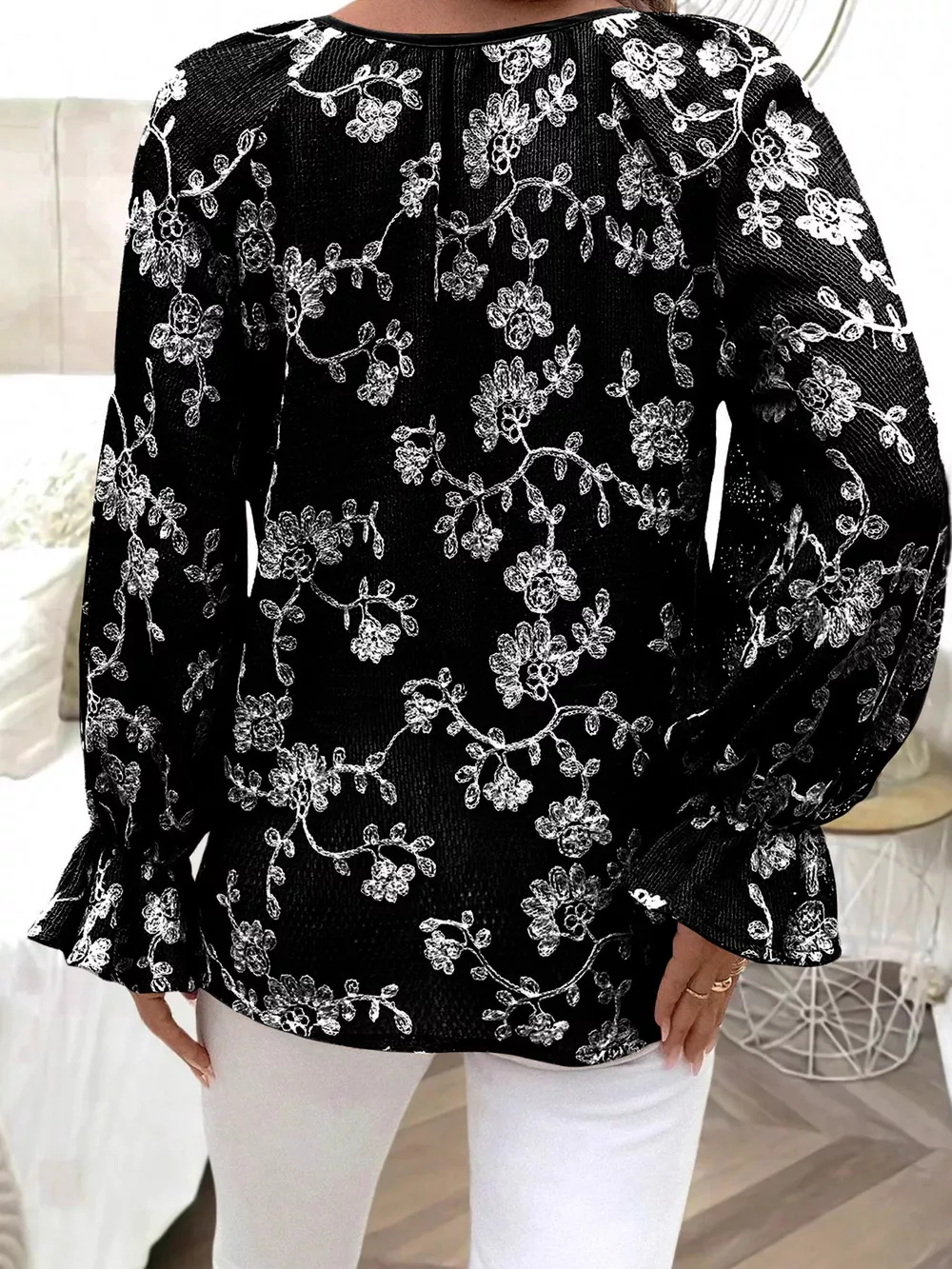 Floral Embroidered Long Sleeve Shirt, image 8
