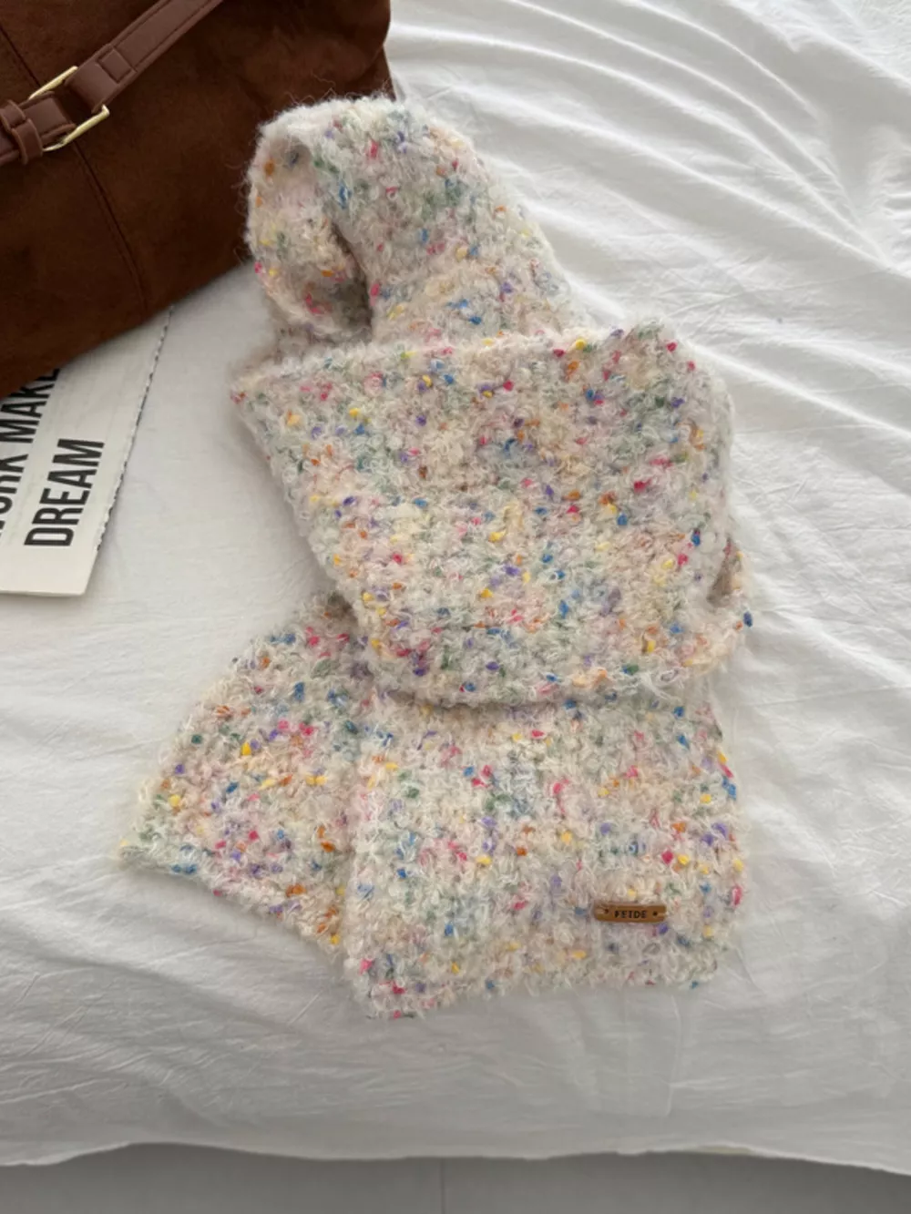 Cozy Knitted Multicolor Speckled Scarf, image 9