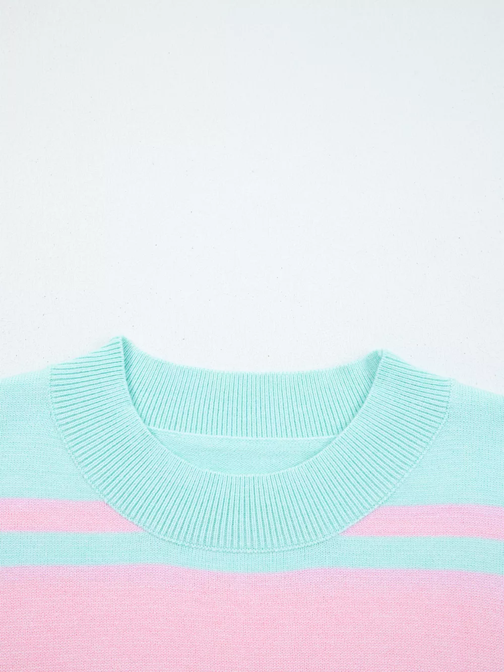 Multicolour Striped Knit Ribbed Trim Boxy Fit Cropped Sweater, image 11