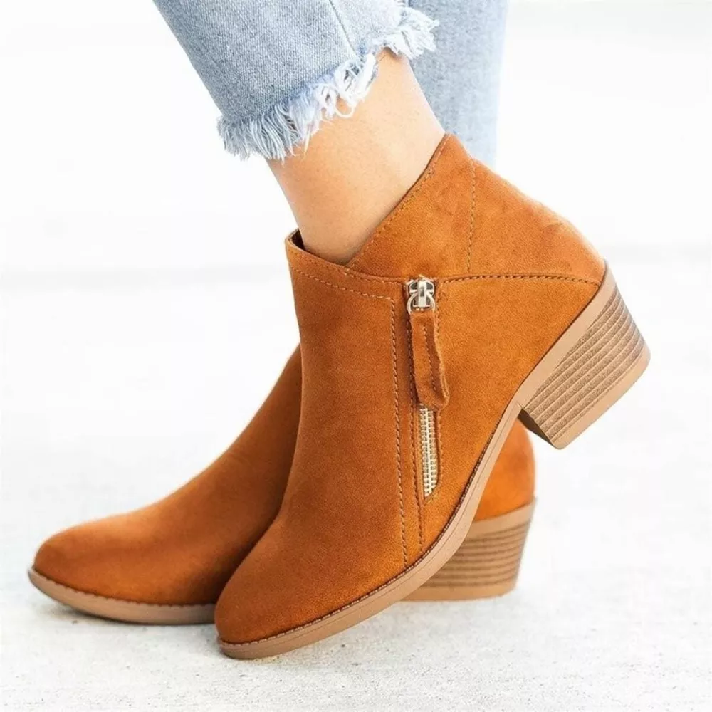 Round Toe Block Heels Boots, image 2