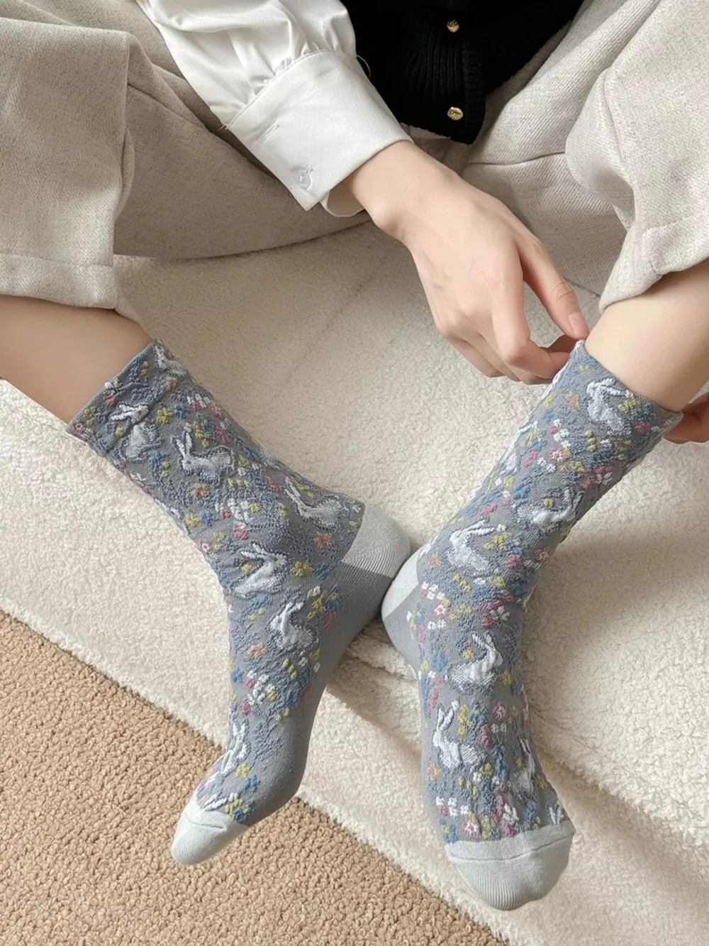 Floral Cotton Socks, image 5