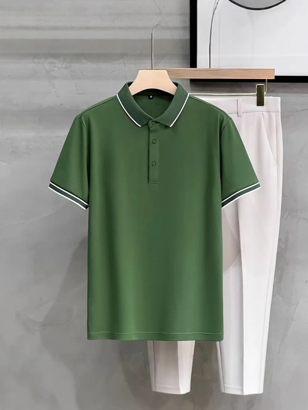 Men's Plus Size Contrast Trim Short Sleeve Polo, image 5