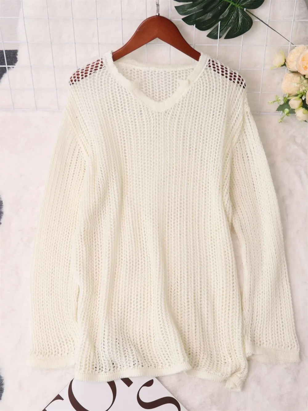 Openwork Relaxed Fit Knit Cover Up, image 14