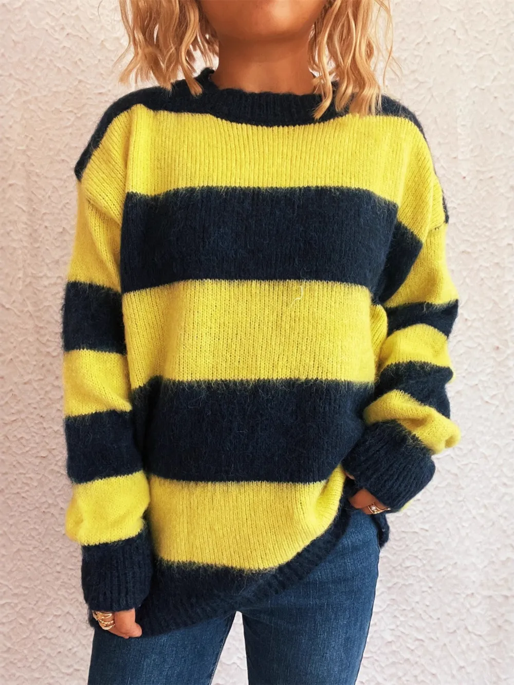 Striped Contrast Long Sleeve Sweater, image 14