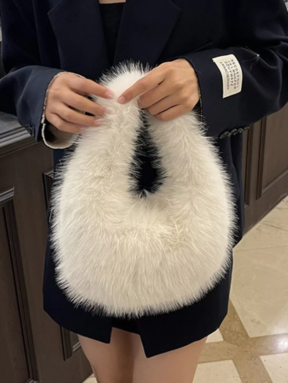 Fluffy Solid Color Handbag, image 11