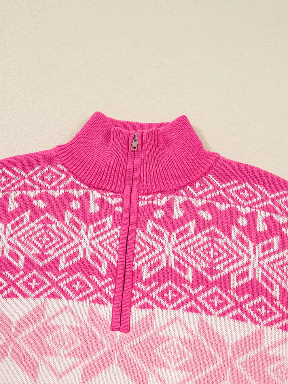 Christmas Snowflake Quarter Zip Collard Sweater, image 10