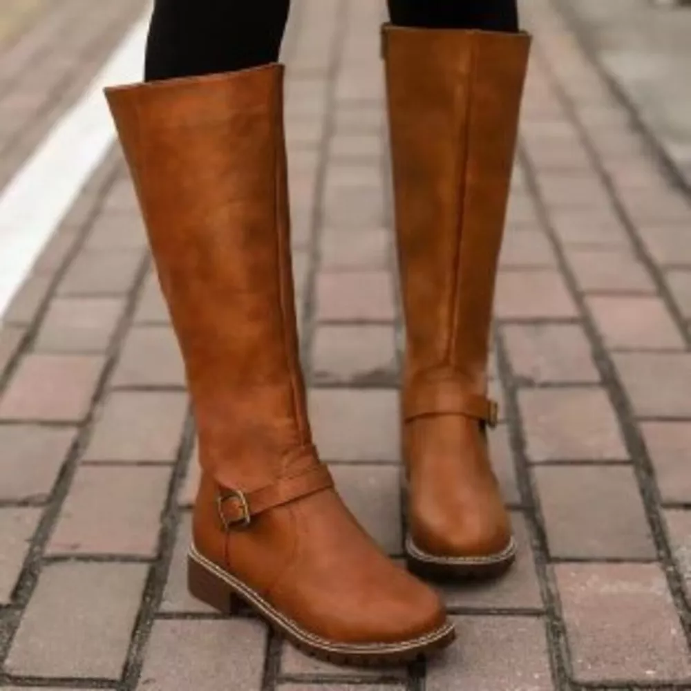 Round Toe Block Heels Boots, image 12