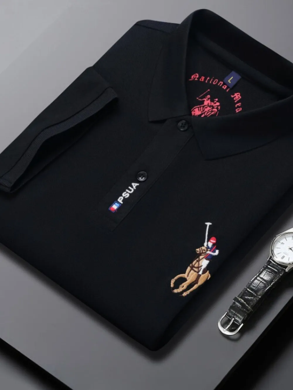 Men's Plus Size Short Sleeve Embroidered Polo, image 5