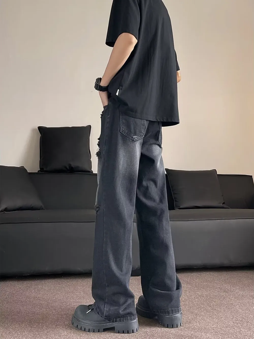 Men's Full Size Distressed Wide Leg Jeans Plus Size, image 8