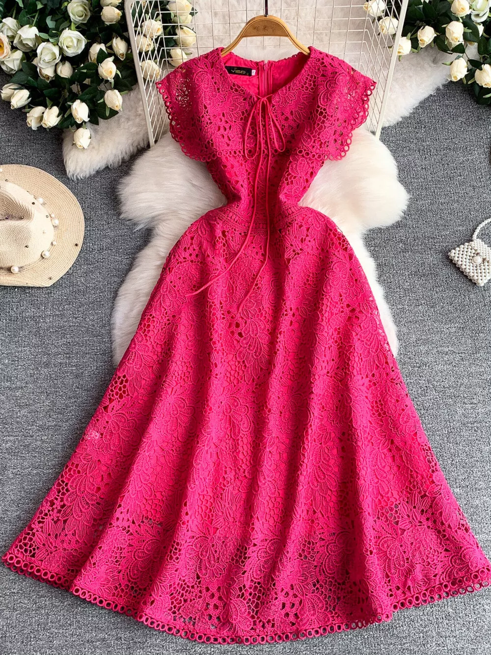 Lace Sleeveless A-Line Dress, image 2