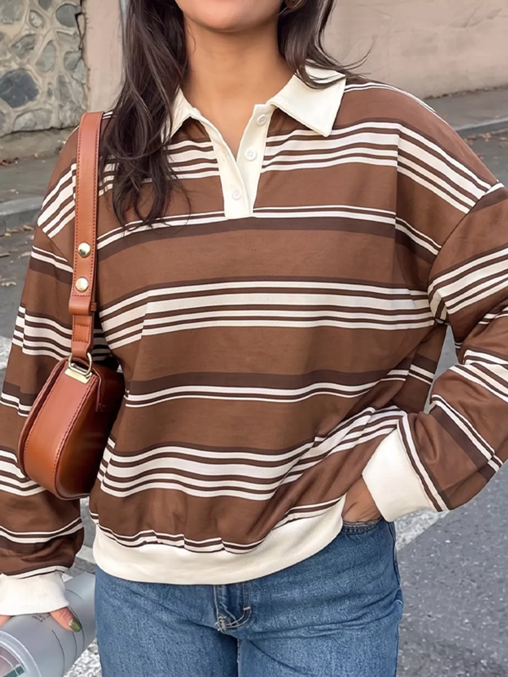 Striped Dropped Shoulder Sweatshirt, image 2