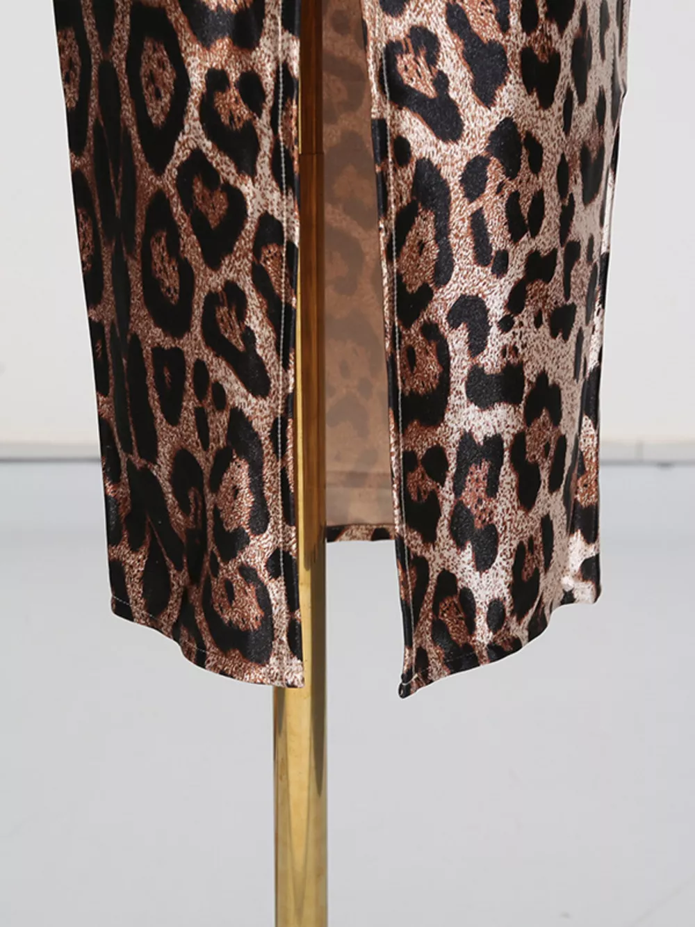 Leopard Print Bodycon Back Slit Midi Dress, image 11