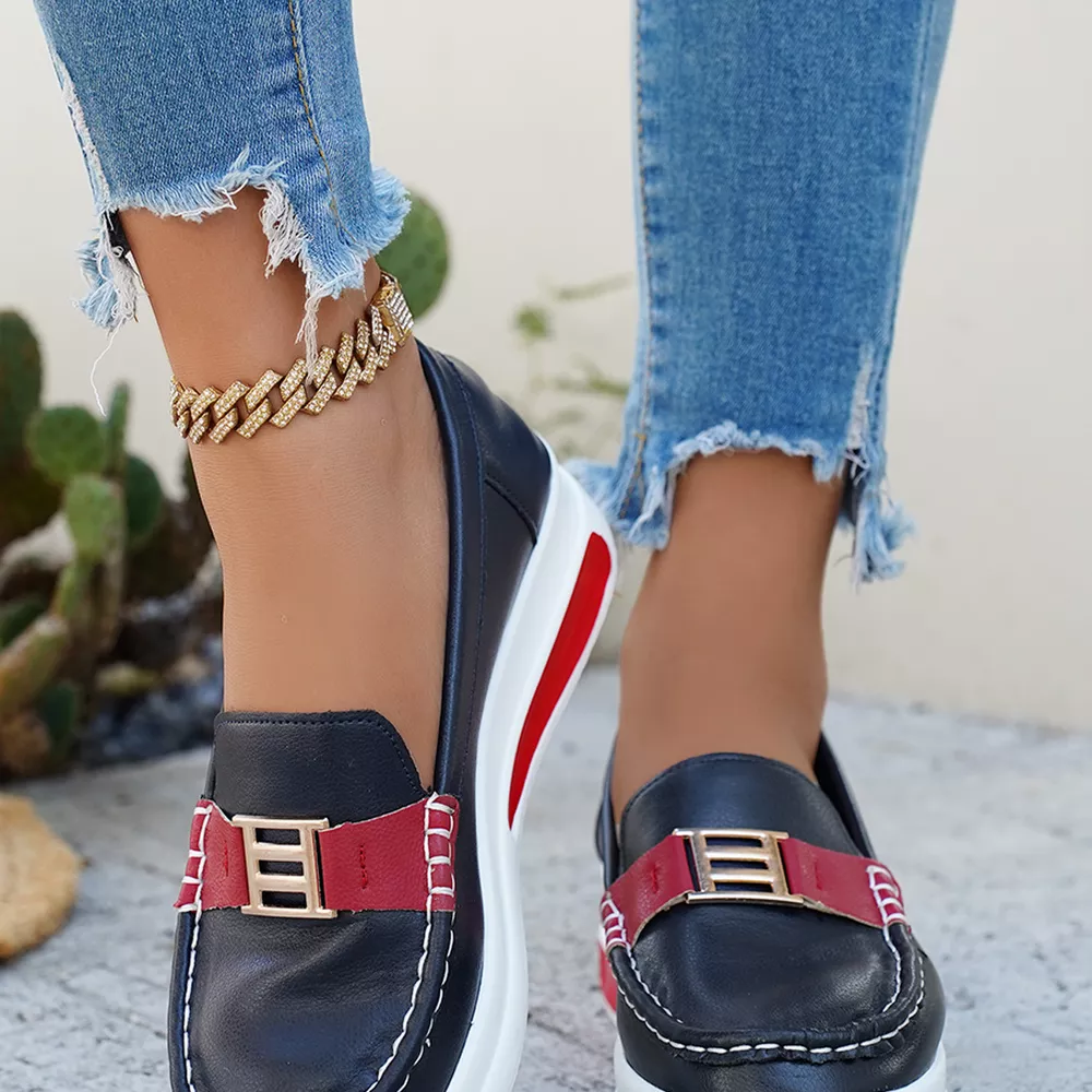 Metal Buckle Round Toe Slip-Ons, image 14
