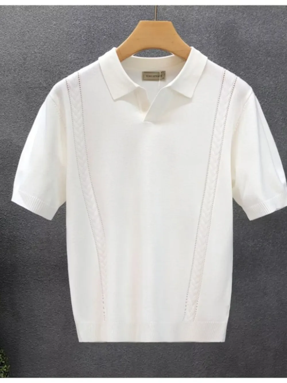 Men's Full Size Short Sleeve Ribbed Knit Polo Plus Size, image 5
