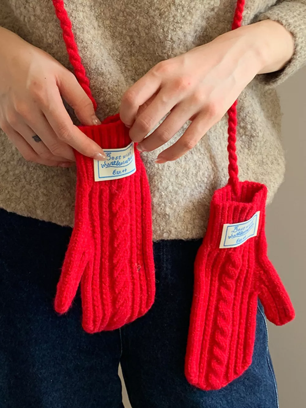 Cable Knit Warm Gloves, image 8