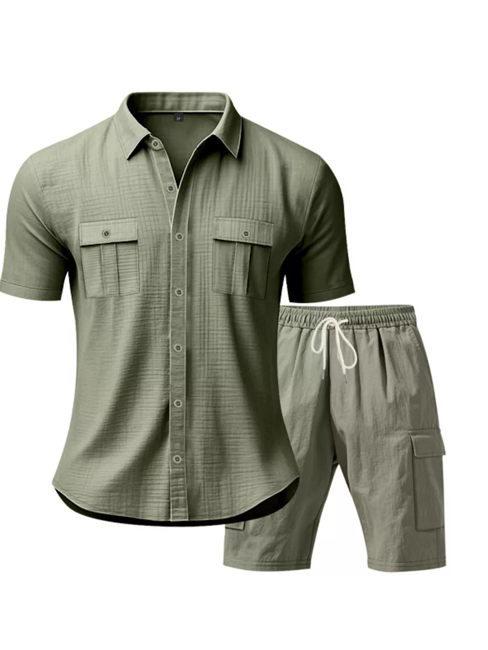 Men's Full Size Button Up Shirt and Shorts Set Plus Size, image 19