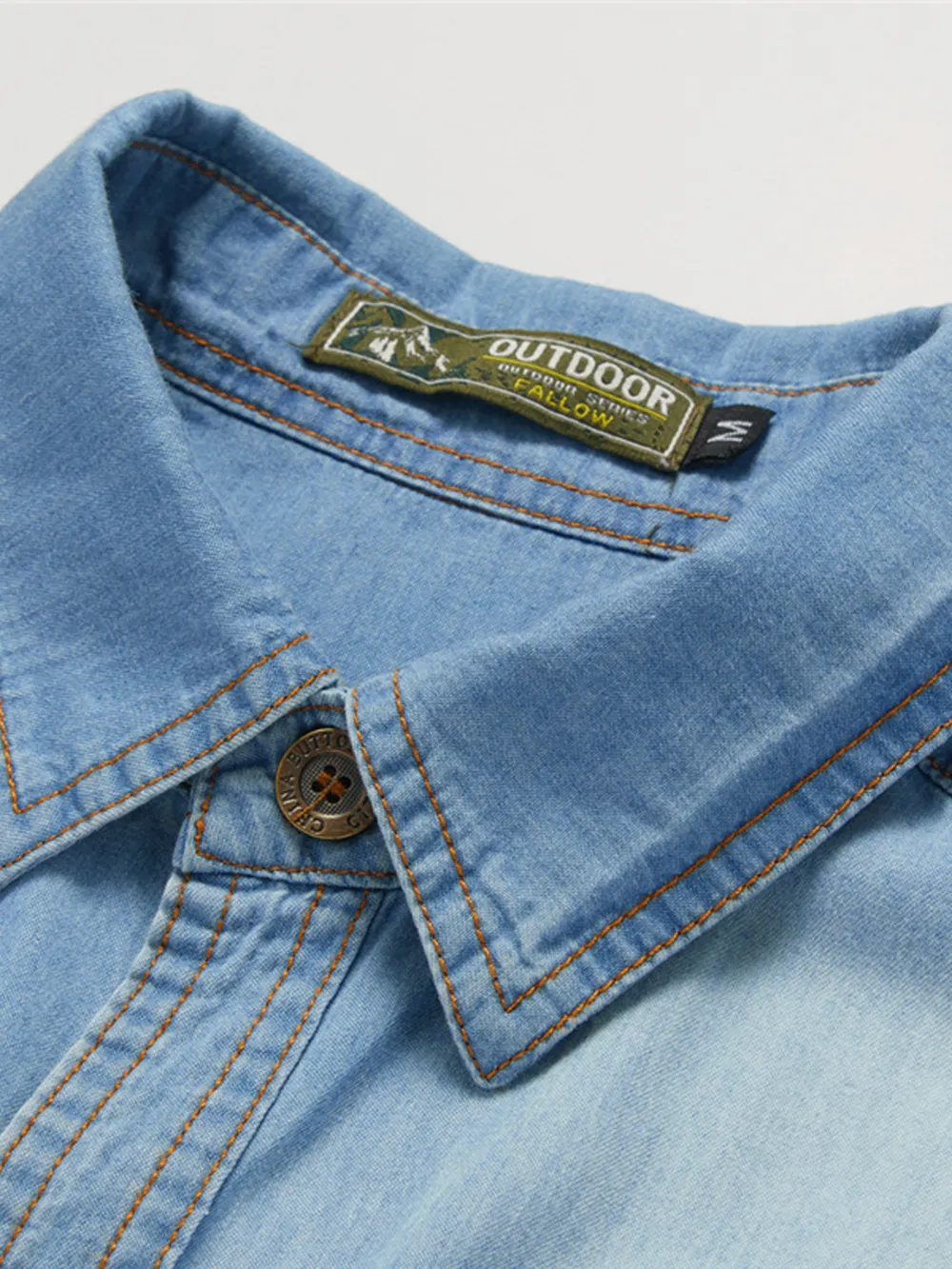 Men's Plus Size Vintage Wash Long Sleeve Denim Shirt, image 5