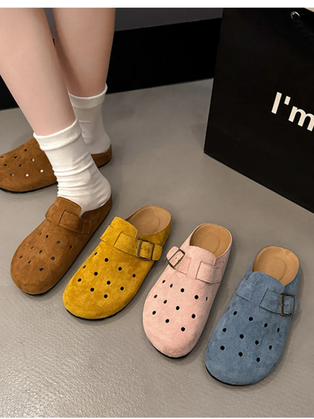 Hollow Out Buckle Strap Slip-Ons, image 3