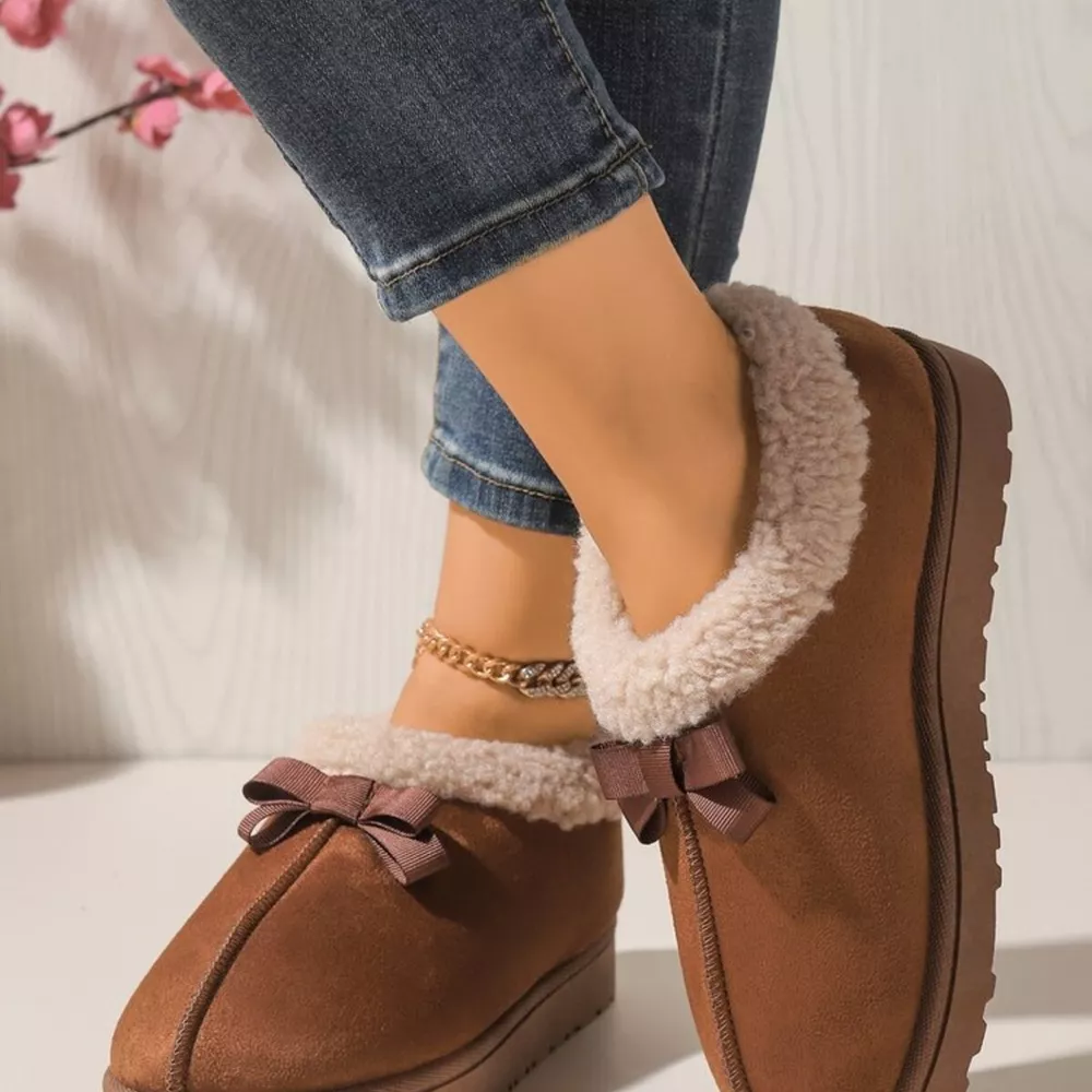 Cozy Bowknot Plush Lined Slip-Ons, image 11