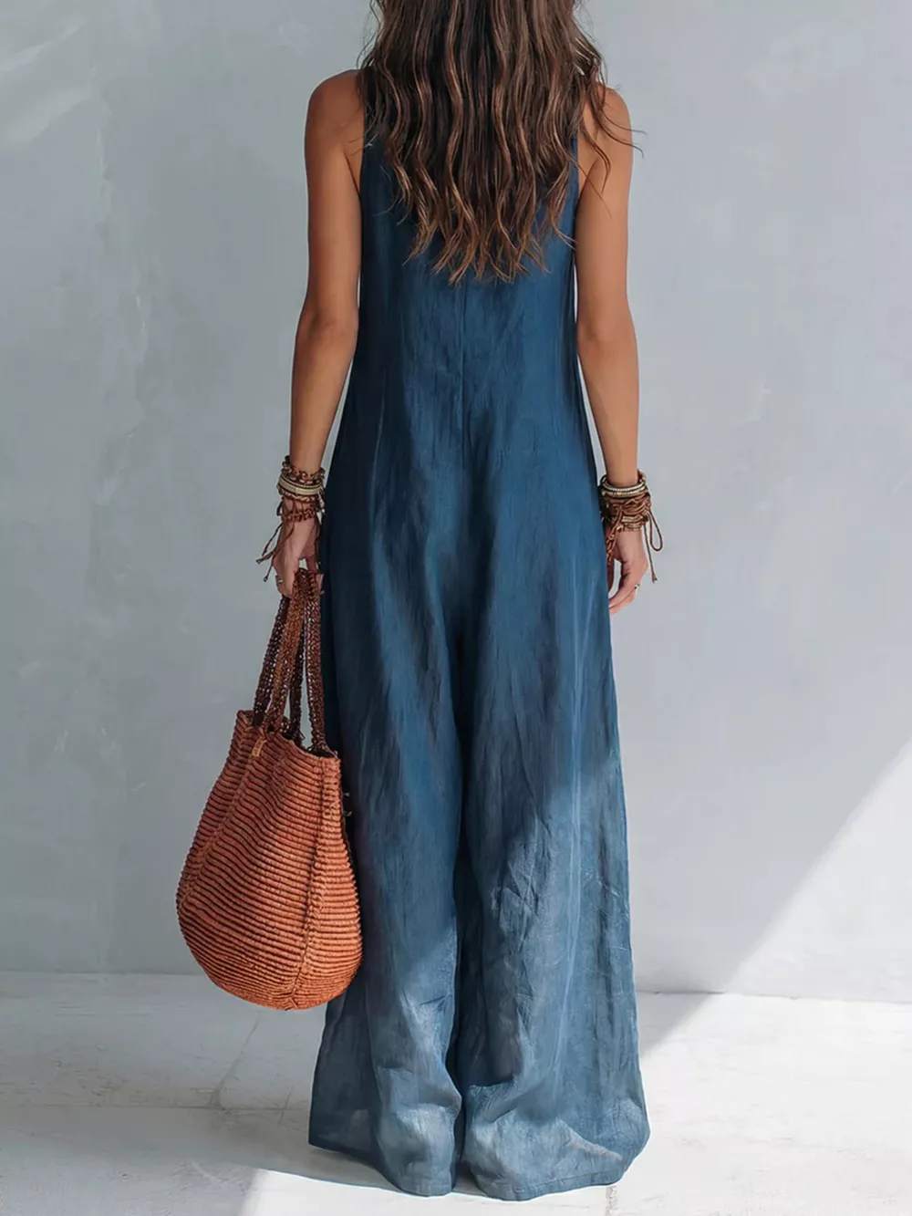 Full Size V-Neck Sleeveless Wide-Leg Jumpsuit Plus Size, image 2
