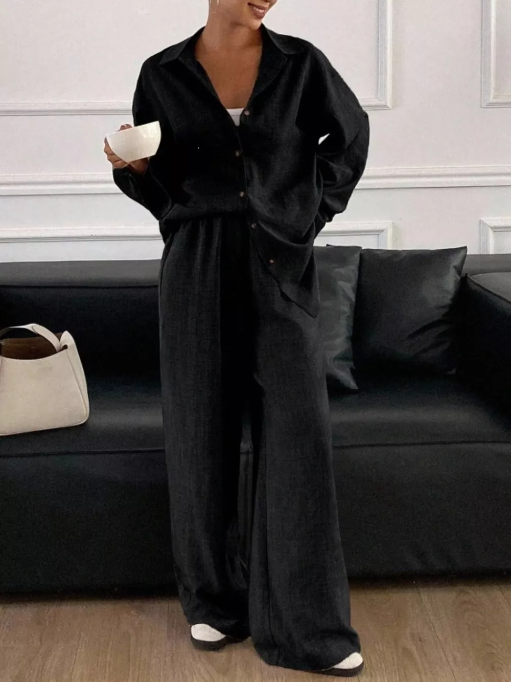 Button-Down Shirt and Wide-Leg Pants Set, image 11