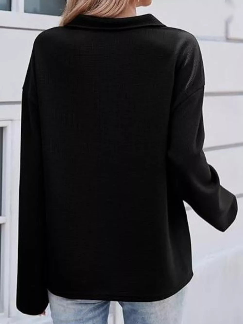 Half Zip Dropped Shoulder Sweatshirt, image 3