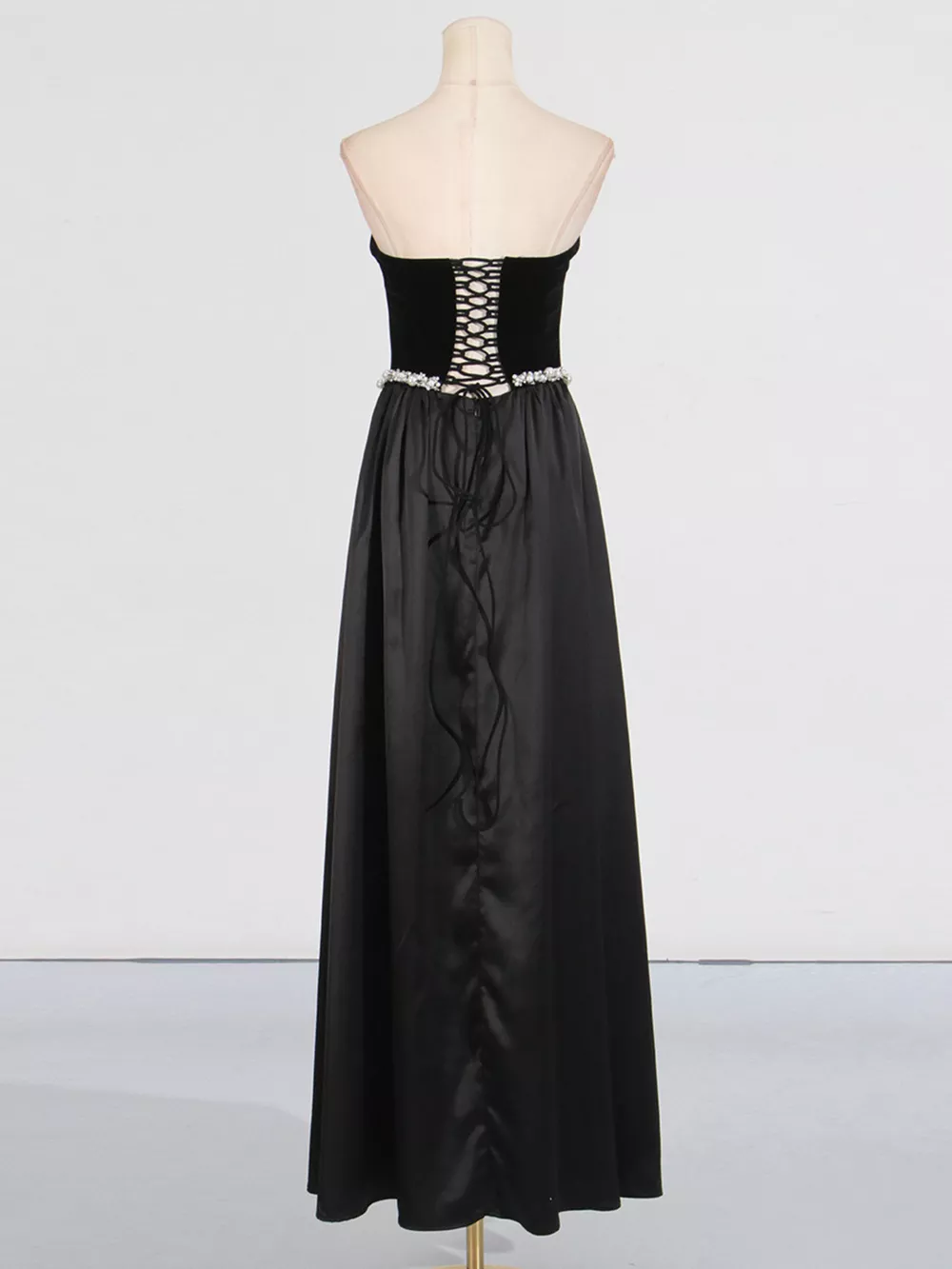 Lace Up Back Tube Maxi Dress, image 4