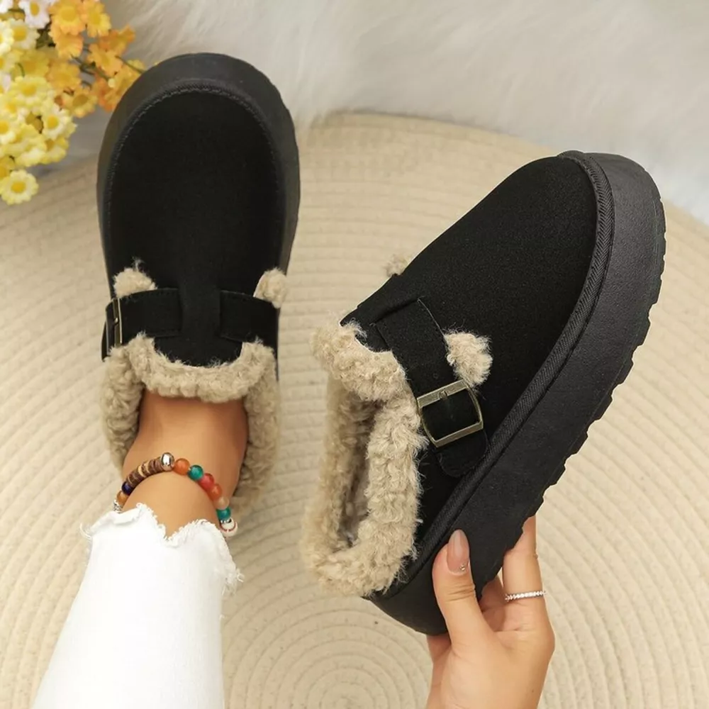 Round Toe Platform Fleece-Lined Slip-Ons, image 7