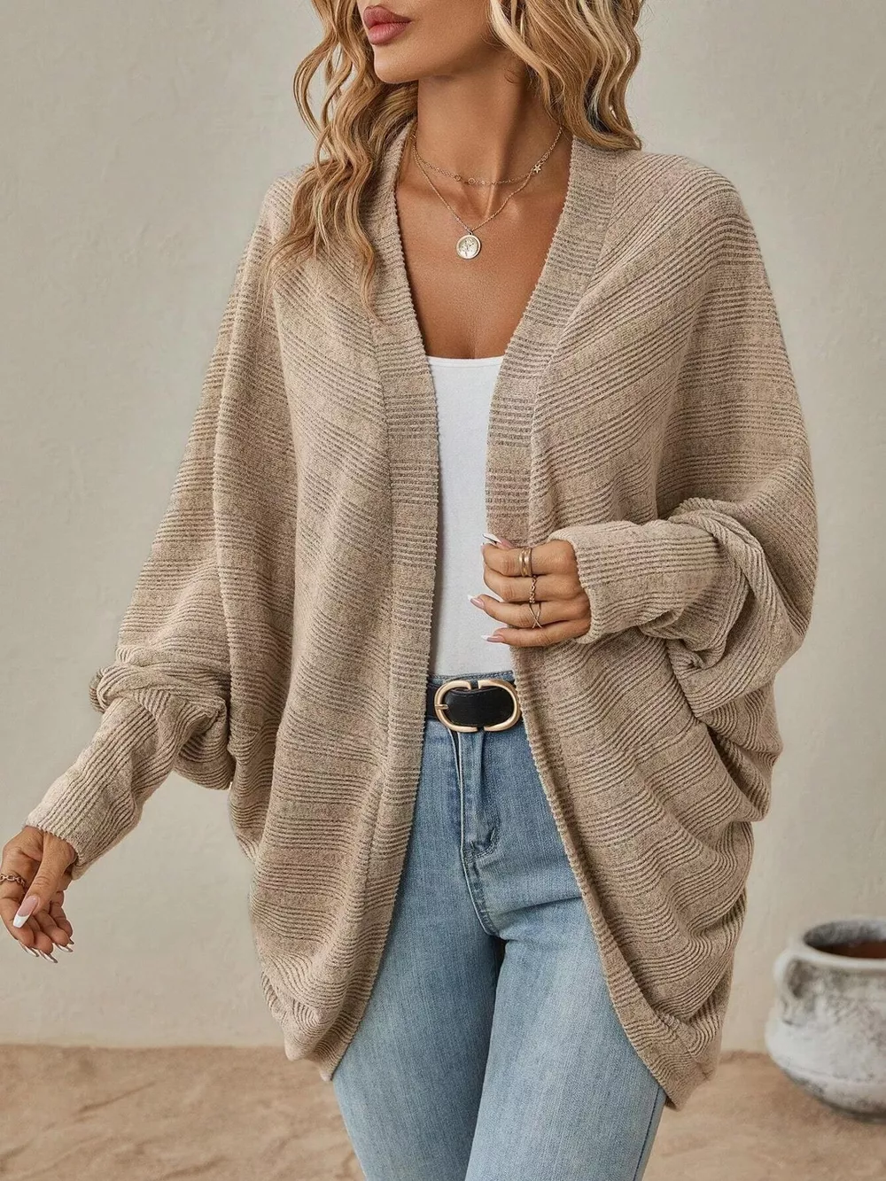 Cozy Oversized Open Front Knit Cardigan, image 17
