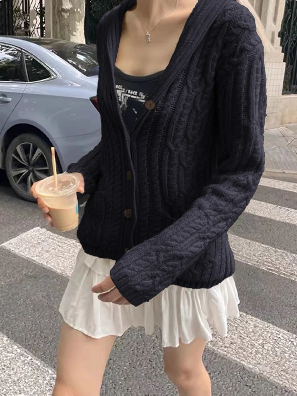 Cable Knit Button Up Cardigan, image 13