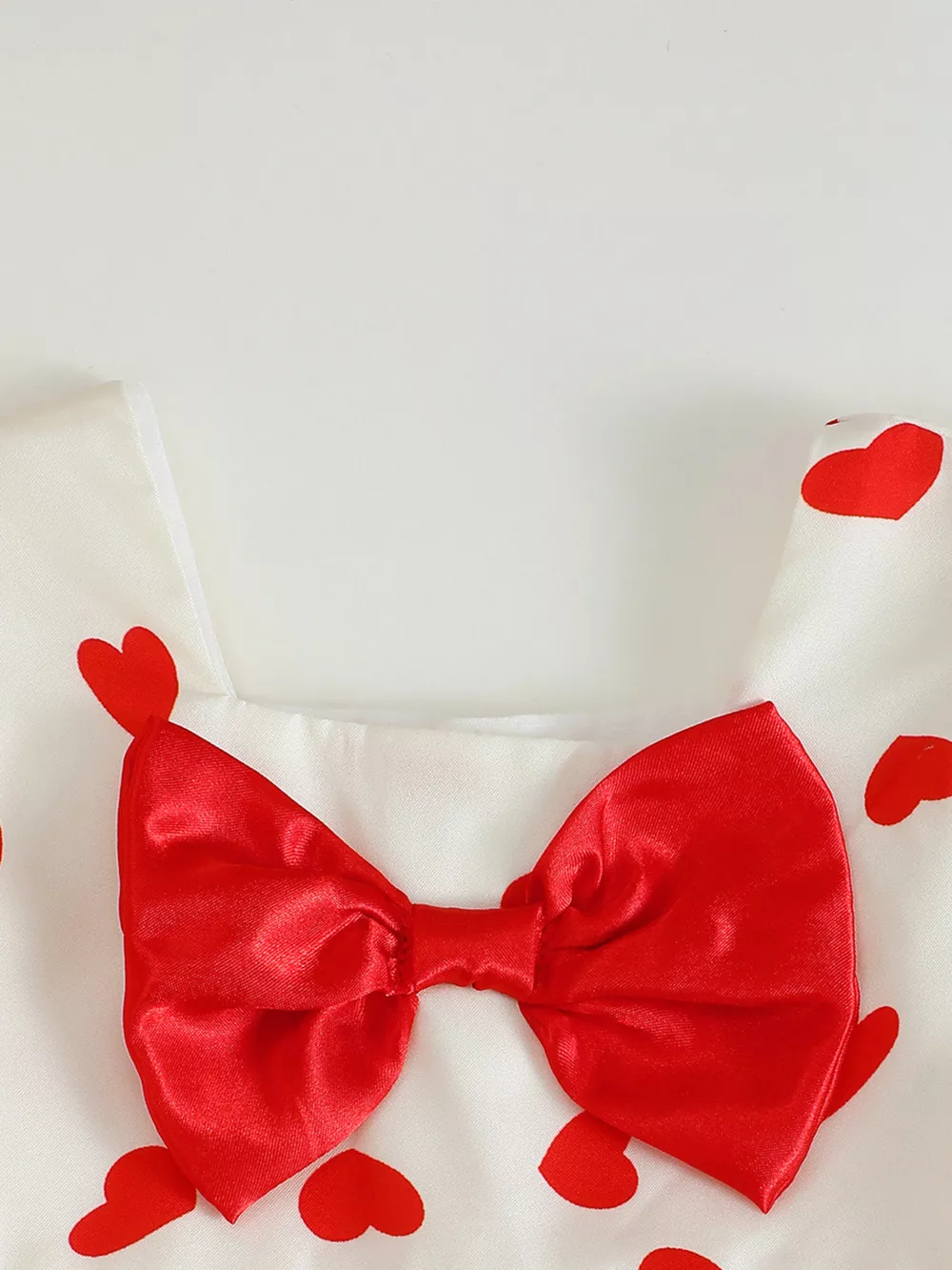 Children's Heart Print Puff Sleeve Dress with Bow, image 2