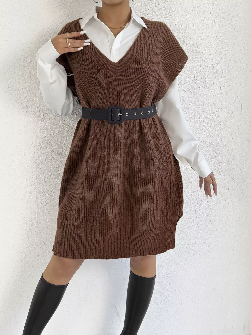 Oversized V-Neck Sweater Vest, image 11
