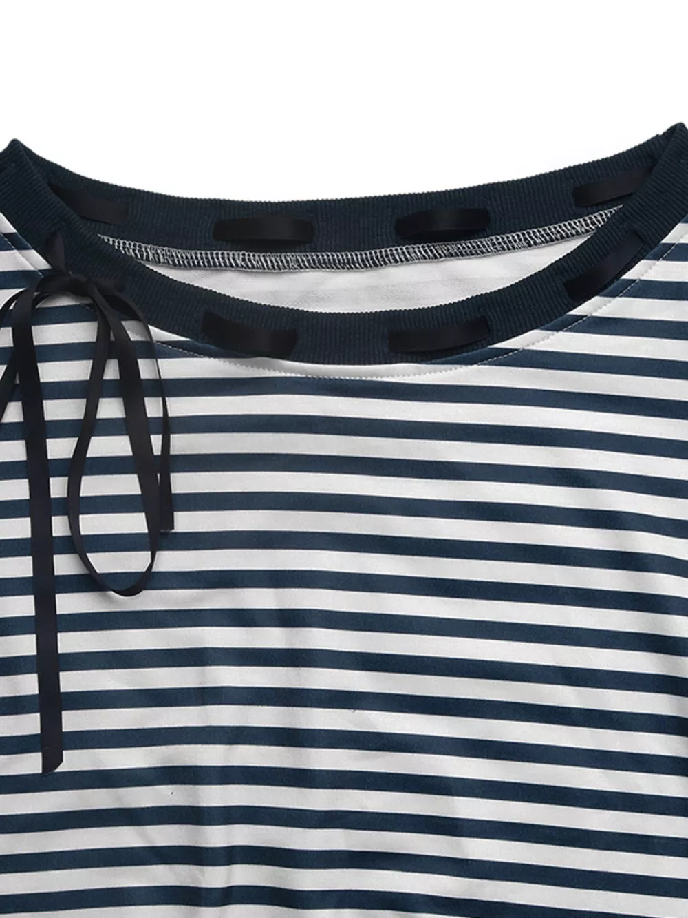 Striped Off-Shoulder Ribbon Accent Sweatshirt, image 10