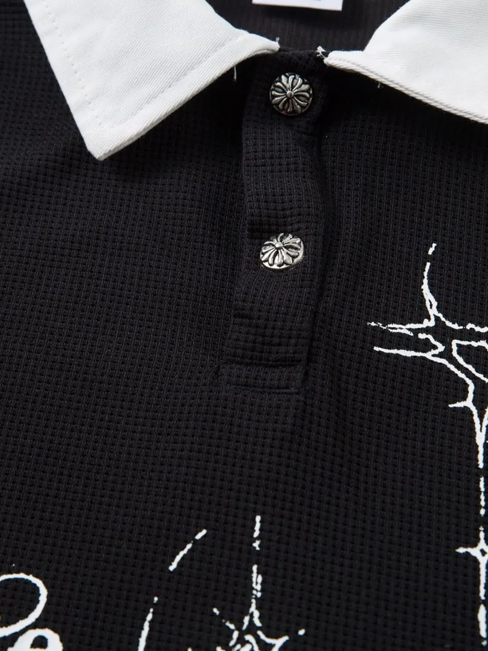 Men's Gothic Cross Graphic Contrast Collar Polo, image 4