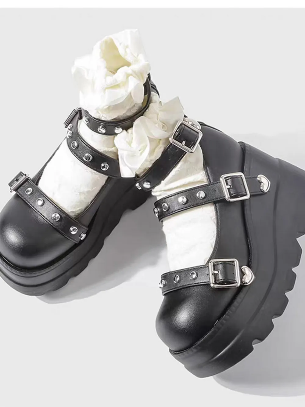 Platform Mary Jane Shoes with Triple Buckle Straps, image 6