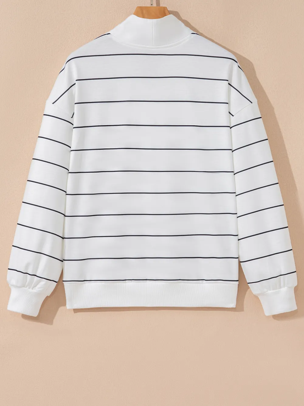 Striped Quarter Zip Sweatshirt with Relaxed Fit, image 8